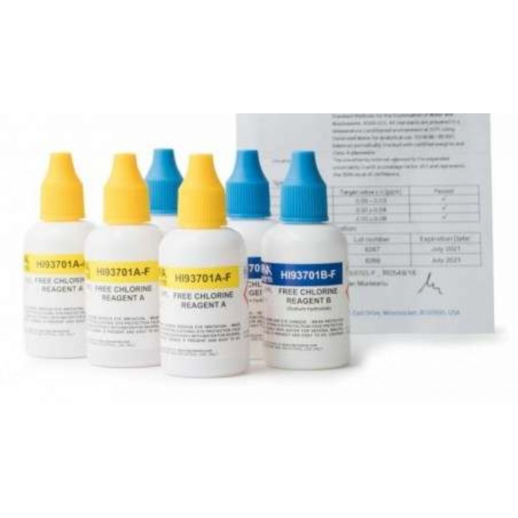 Odczynnik płynny Wolny chlor 0,00 do 2,50 mg/l (5,00 mg/l) 300 testów